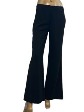 Donna Karan Collection Black Stretch Wool Blend Wide Leg Pants Size 4, Italy